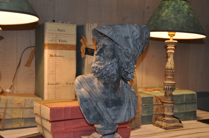 Buste van Menelaos in zinc 19e eeuw